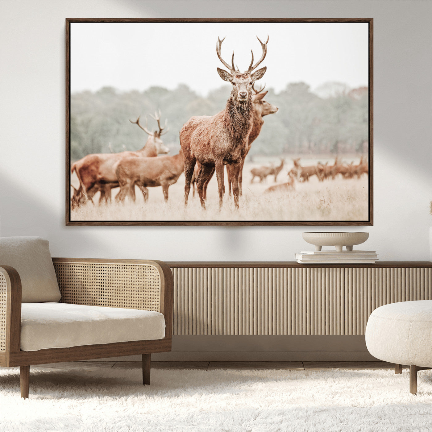 MGV-FC-36X24 - Rustic Nature Art Wall Art Canvas Print, Framed Stag Canvas Print Art Picture Print, Woodland Decor Perfect Rustic Lodge Decor Artwork