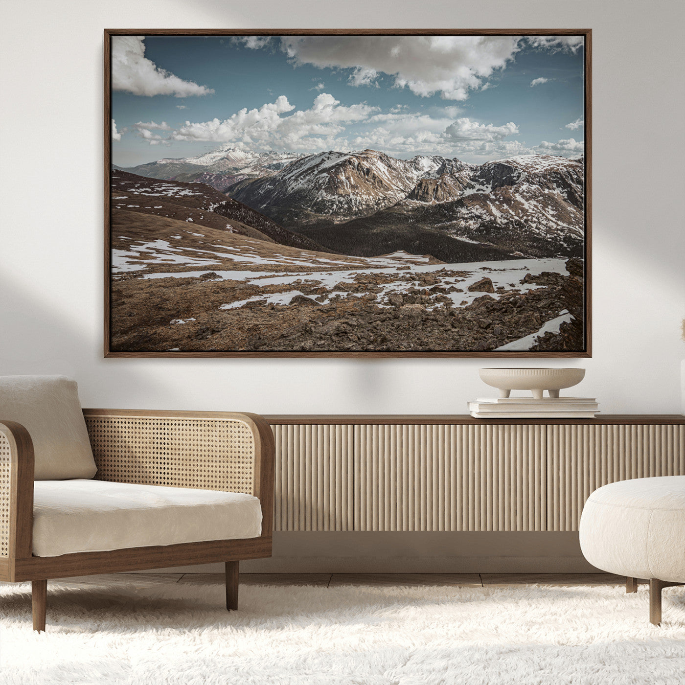 MGV-FC-36X24 - Mountain Landscape Wall Art Canvas Print, Framed Snowy Peaks Art Picture Print, Rugged Highlands Perfect Rustic Adventure Decor Artwork