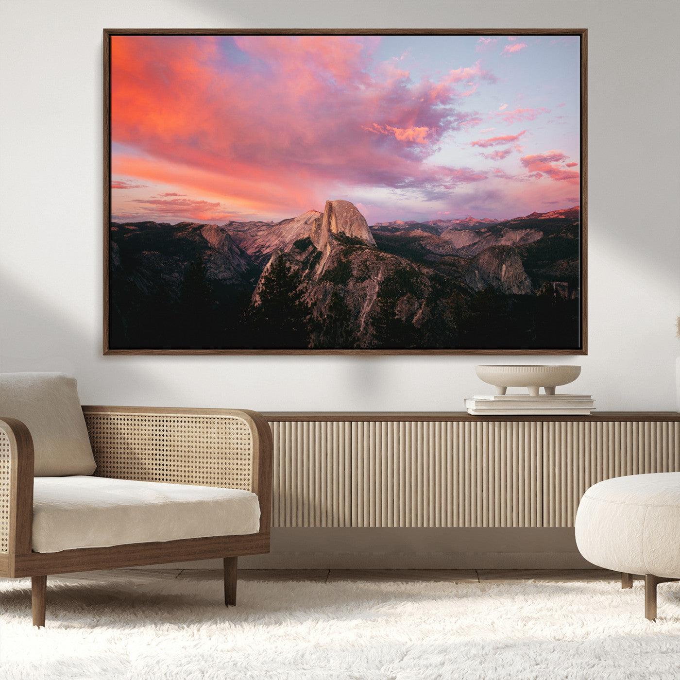 MGV-FC-36X24 - Half Dome Wall Art Canvas Print, Framed Yosemite National Park Art Picture Print, Dramatic Sunset Perfect Adventurous Wilderness Decor Artwork