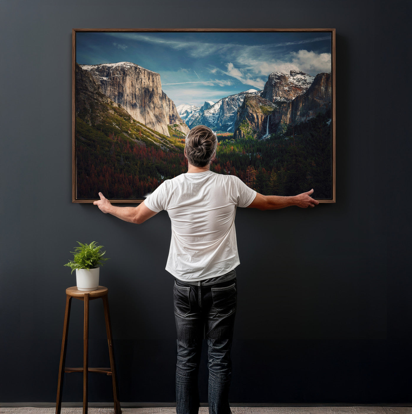 15244033-MGV-CV-36X24 - Yosemite National Park Wall Art – Framed Mountain Landscape El Capitan Canvas Print Scenic Decor for Home, Office Decor