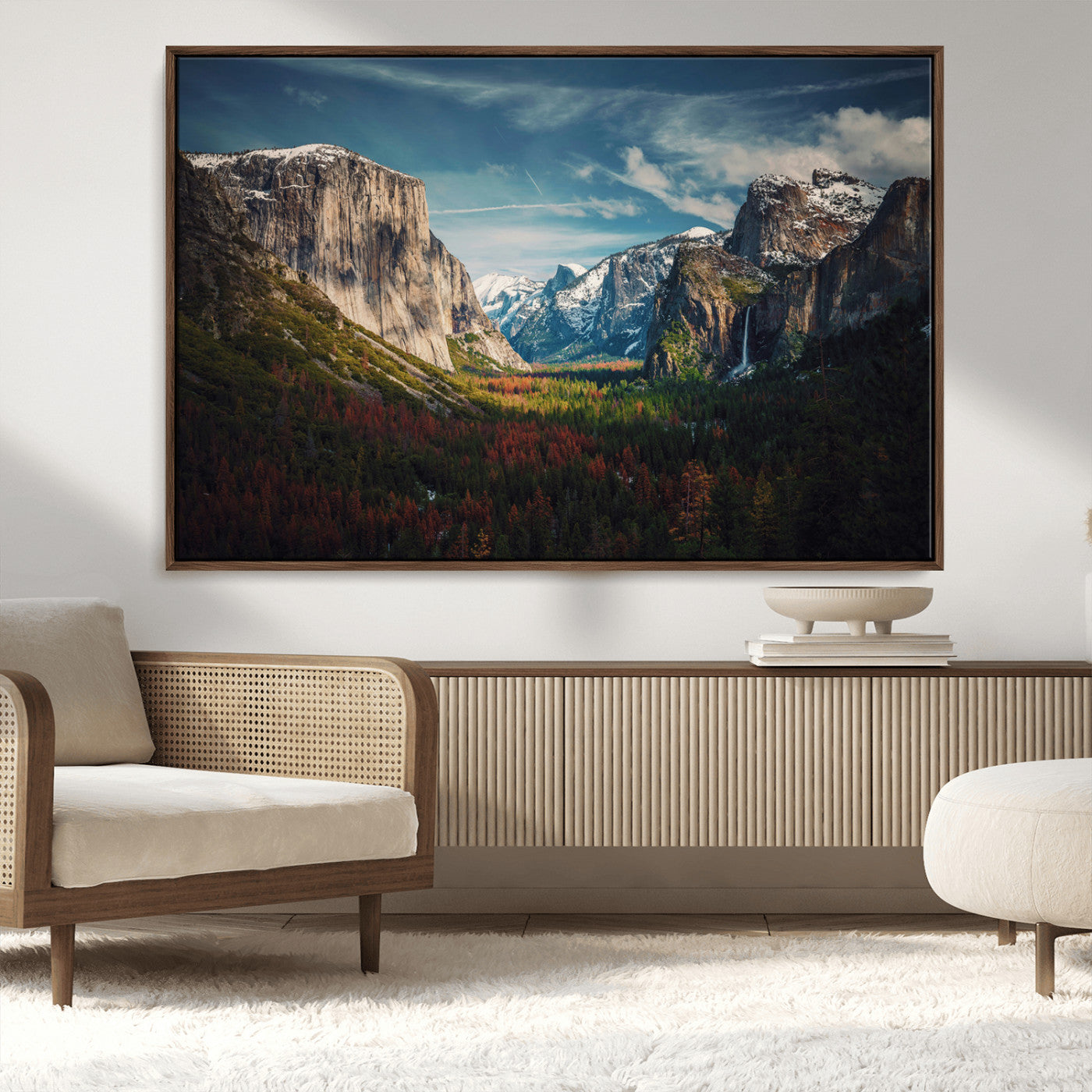 MGV-FC-36X24 - Yosemite National Park Wall Art Canvas Print, Framed Mountain Landscape Art Picture Print, El Capitan Perfect Rustic Farmhouse Decor Artwork