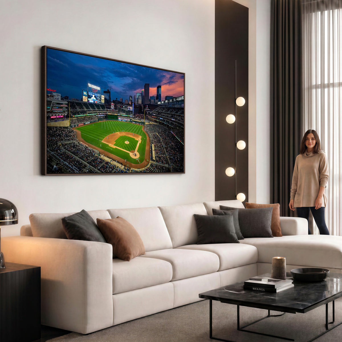 68222753-MGV-CV-36X24 - Target Field Wall Art Canvas Print, Baseball Stadium Scene