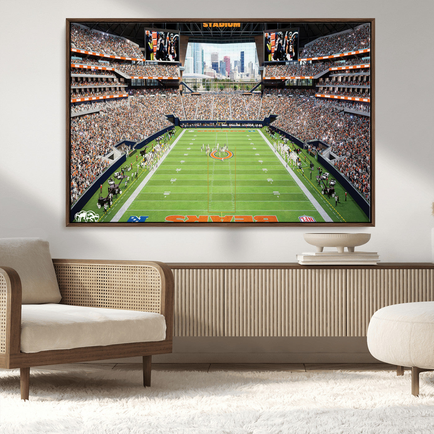 MGV-FC-36X24 - Chicago Bears Soldiers Field Wall Art Canvas Print – Framed Football Stadium Artwork for Sports