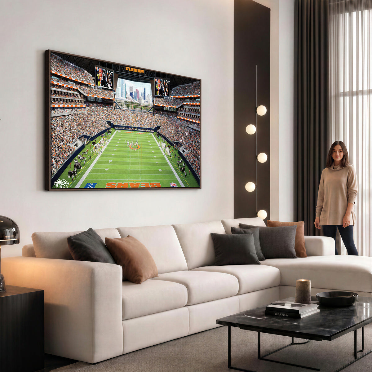 76935553-PAN-FL-20X10 - Chicago Bears Soldiers Field Wall Art Canvas Print, Home Office Wall Decor