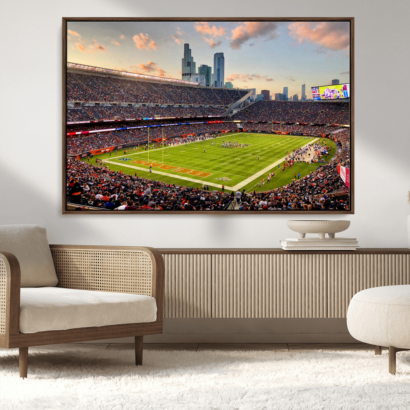 MGV-FC-36X24 - Chicago Bears Soldiers Field Wall Art Canvas Print – Framed Football Stadium Artwork for Sports