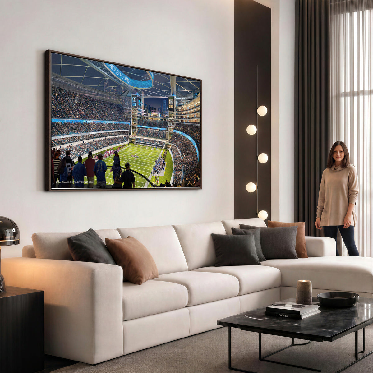 41816511-MGV-CV-36X24 - Chicago Dome Stadium Wall Art Canvas Print, Framed Modern Decor