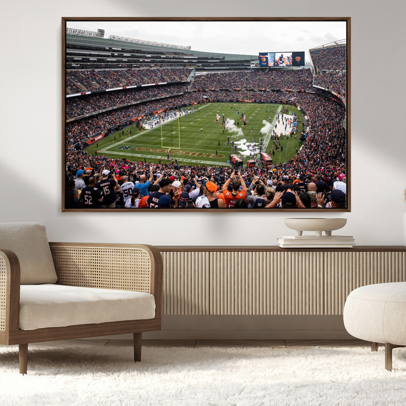18347149-MGV-CV-36X24-Chicago Bears Soldiers Field Wall Art Canvas Print – Framed Football Stadium Artwork for Sports Fans, Soldier Field Skyline Canvas Decor for Game Room or Man Cave