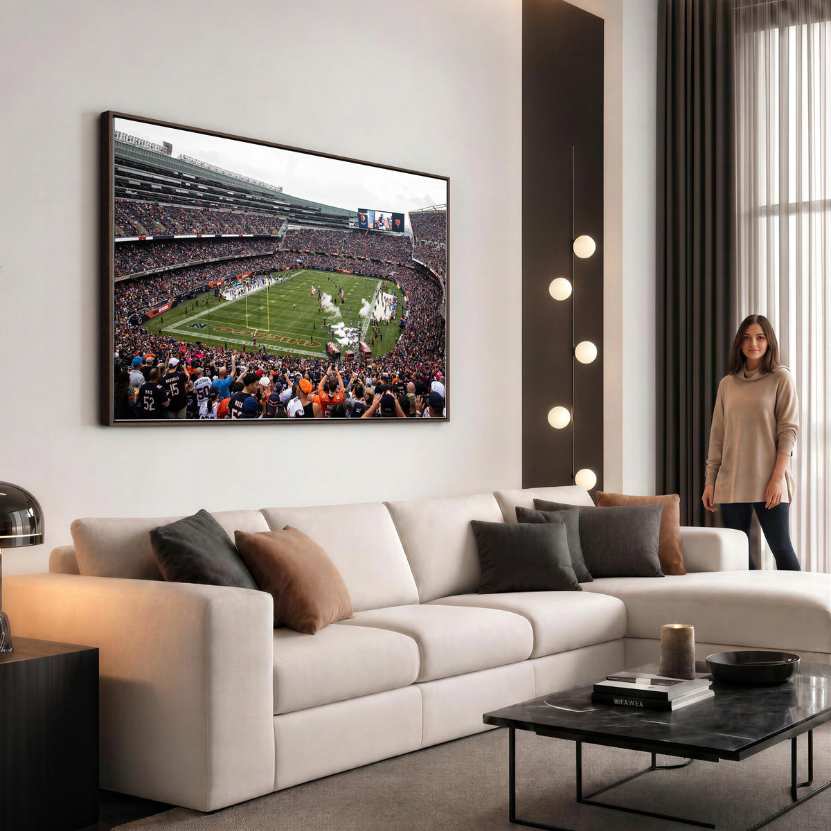 18347149-MGV-CV-36X24 - Chicago Bears Soldier Field Wall Art Canvas Print – Framed Football Stadium Artwork Team Spirit for home, office