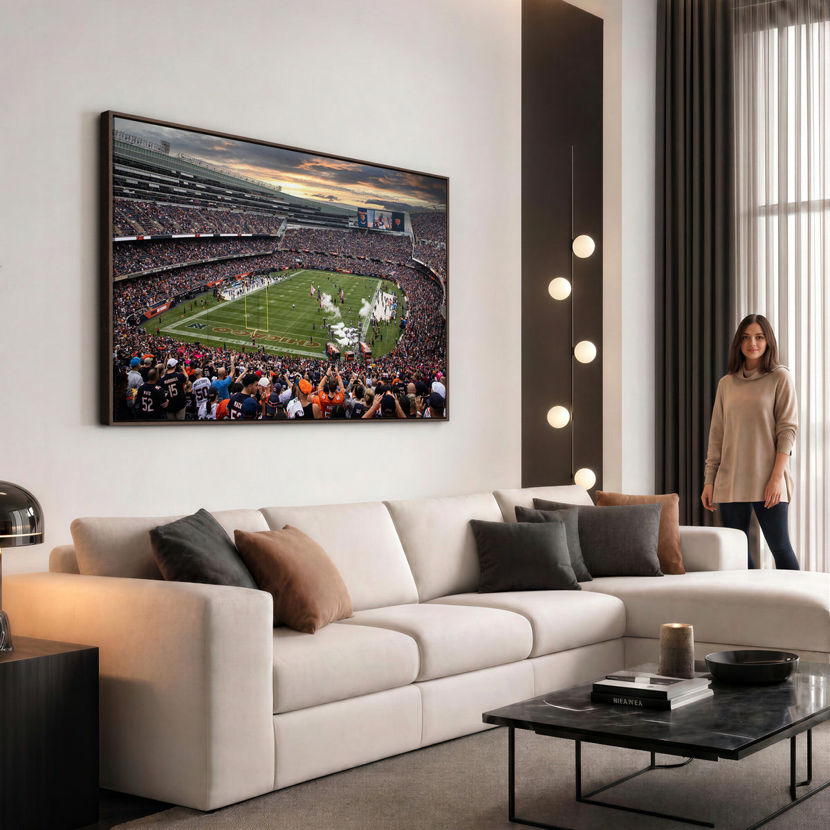 87578930-PAN-FL-20X10 - Chicago Bears Soldiers Field Wall Art Canvas Print, Home Bar Wall Decor