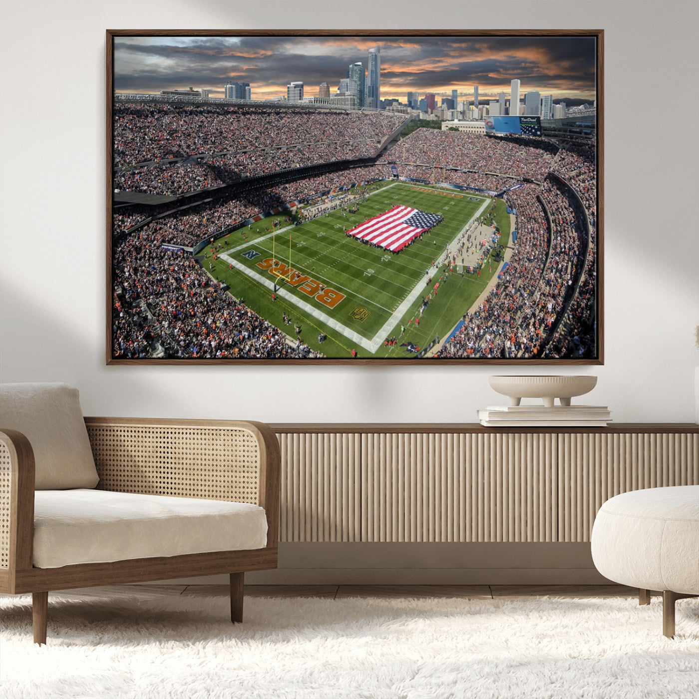 MGV-FC-36X24 - Chicago Bears Soldiers Field Wall Art Canvas Print – Framed Football Stadium Artwork for Sports