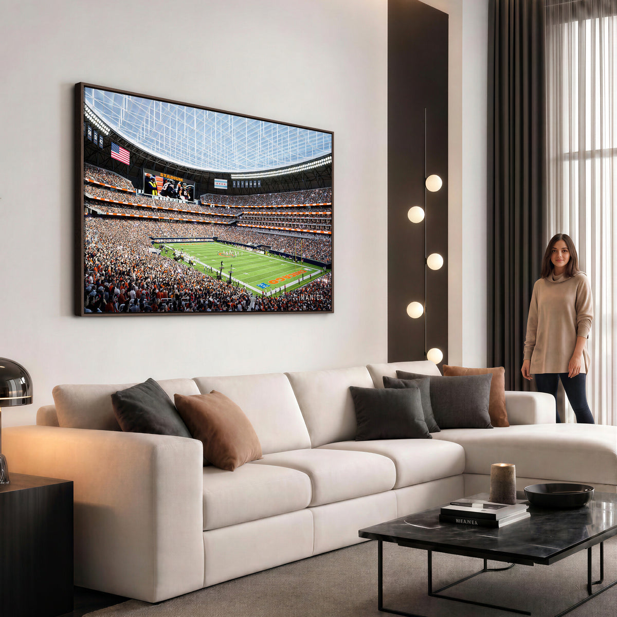 32530647-PAN-FL-20X10 - Chicago Bears Soldiers Field Wall Art Canvas Print, Framed and Ready to Hang
