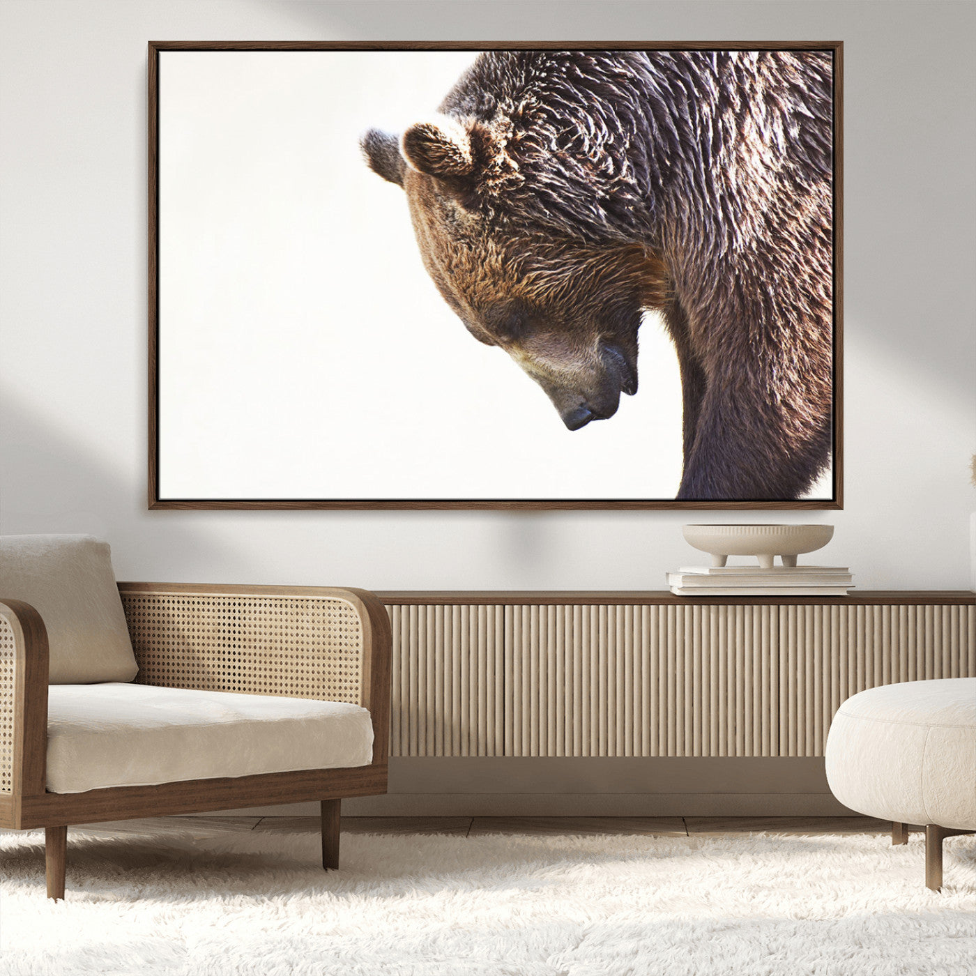 Majestic Bear Portrait - Capture the raw beauty of a bear in a detailed close-up, perfect for your Wall Art Canvas Print collection