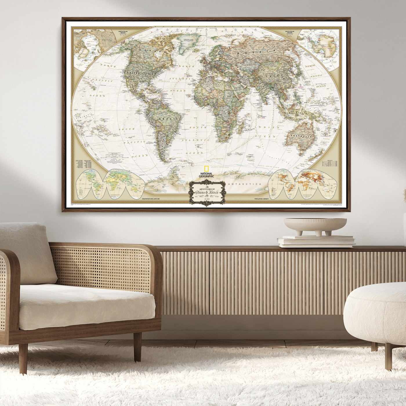 62071694-MGV-CV-36X24-Custom Push Pin World Map Wall Art Canvas Print – Personalized National Geopraphic Map for Travel