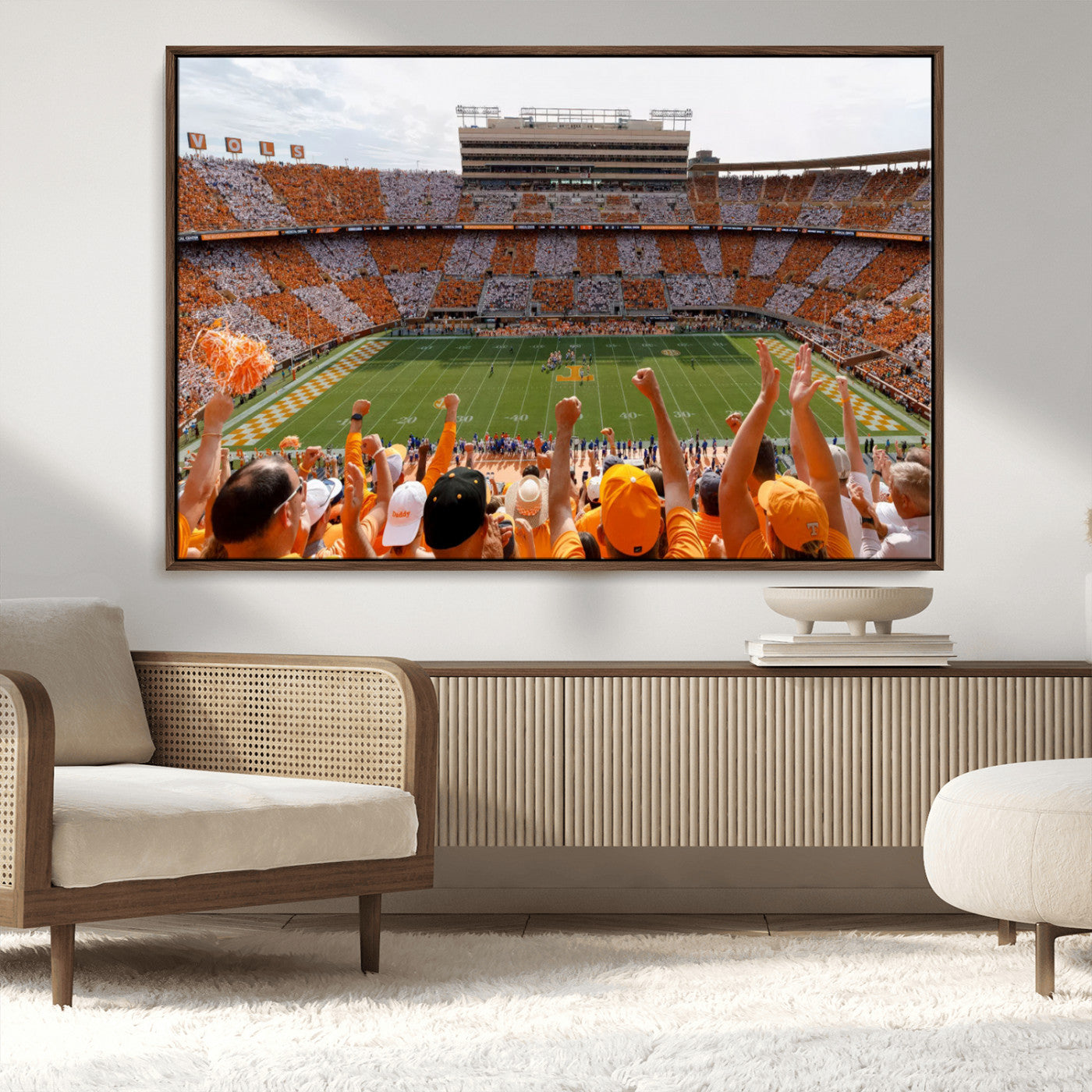 76011417-MGV-CV-36X24-Tennessee Neyland Stadium Wall Art Print, Sports Arena Canvas Wall Art, Panoramic Stadium Canvas Print, Modern Athletic Field Art Printing