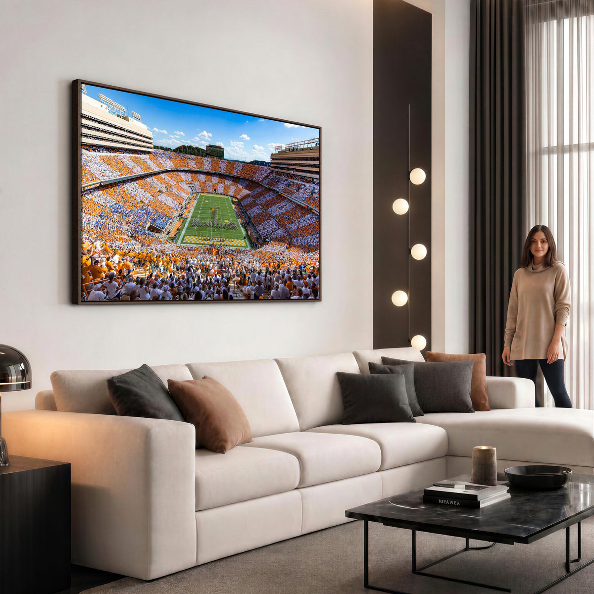 77097951-MGV-CV-36X24 - Tennessee Neyland Stadium Wall Art, Sports Arena Canvas, Extra Large Game Room Wall Decor