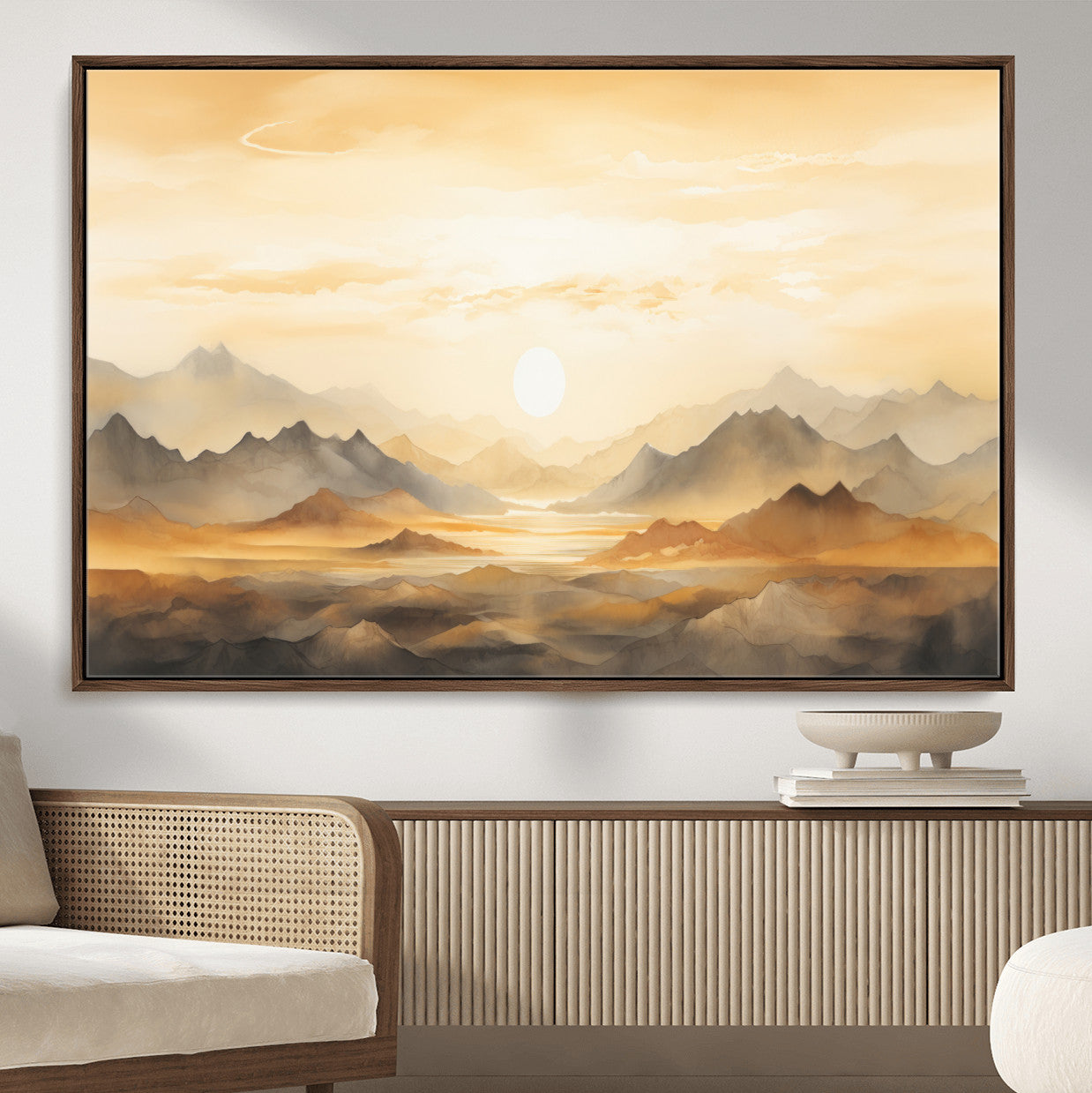 Nihat1-29-MGV-CV-36X24-Sepia Color Abstract Mountain Wall Art Canvas Print