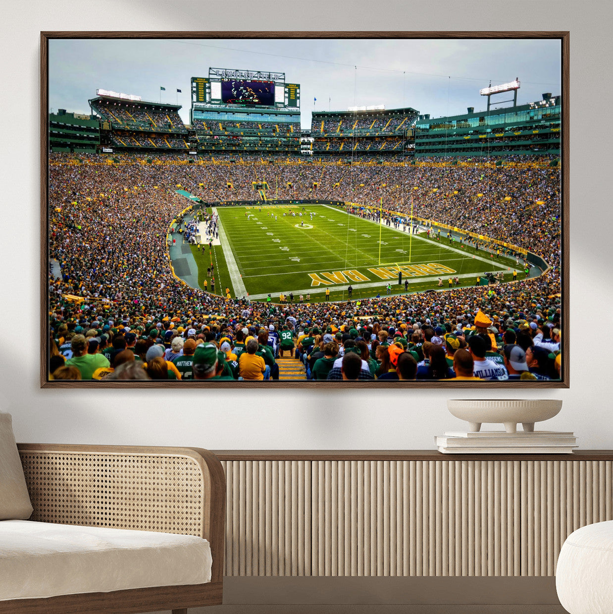 GBP101-MGV-FC-36X24 - Green Bay Packers Lambeau Field Stadium Wall Art Canvas Print, Iconic NFL Football Stadium Artwork, Wisconsin Sports Home Decor