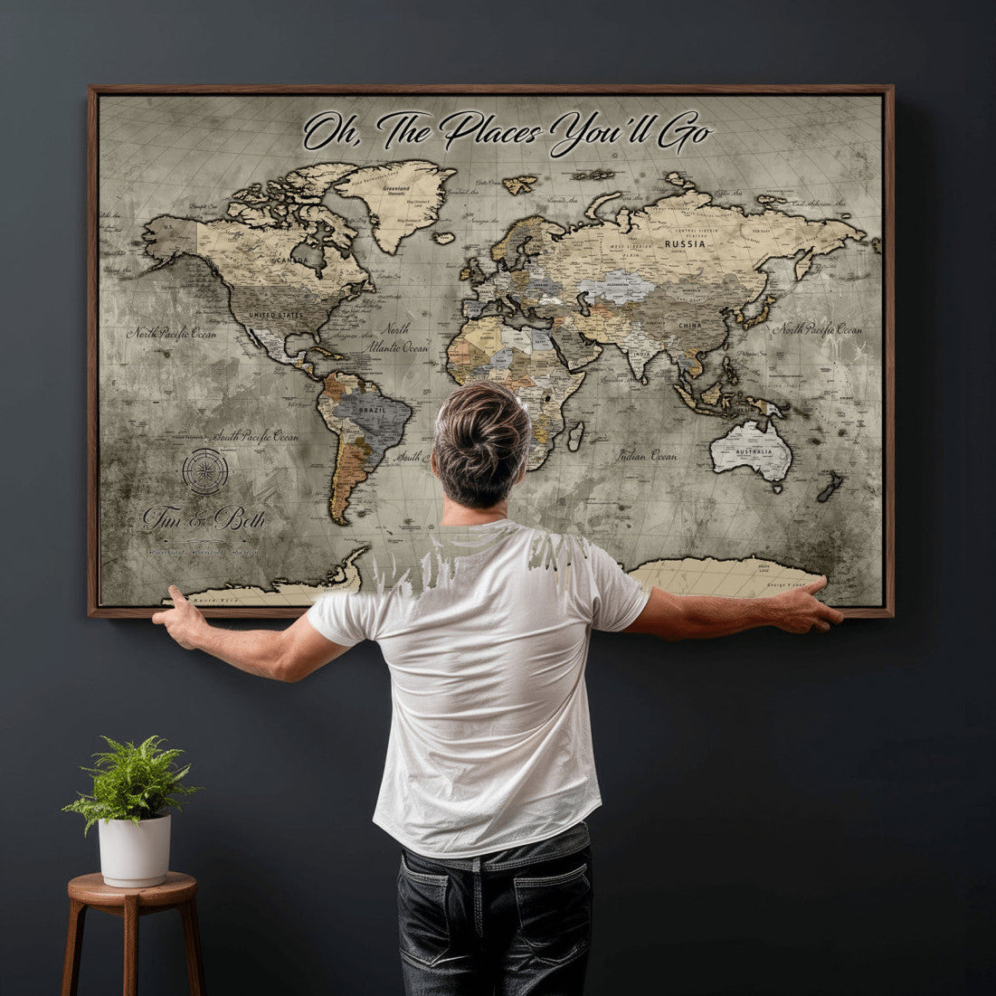 64506765-MGV-FC-36X24 - Personalize Push Pin World Map Wall Art Canvas Print with Pins – Customize  Travel Tracker Map for Home and Office Décor