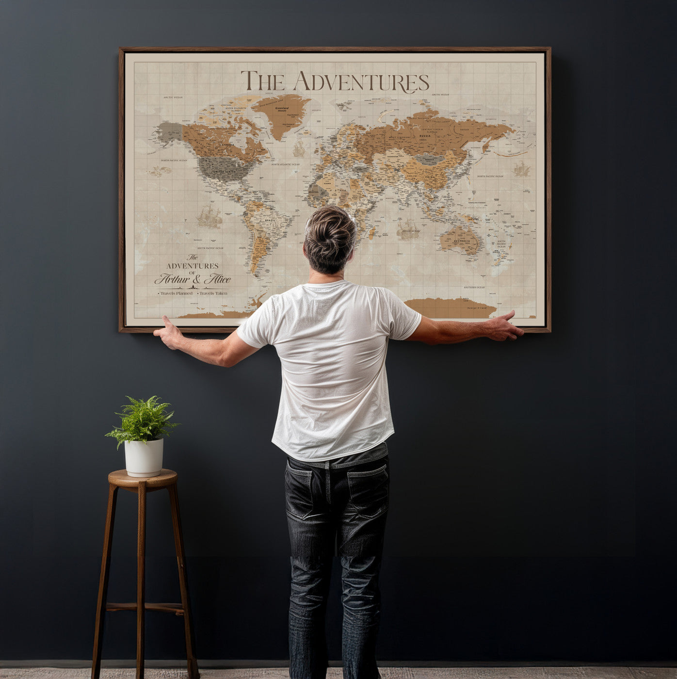 57738274-MGV-CV-36X24 - Custom Push Pin World Map Wall Art Canvas Print – Personalized Travel Tracker - NEWMAP-10
