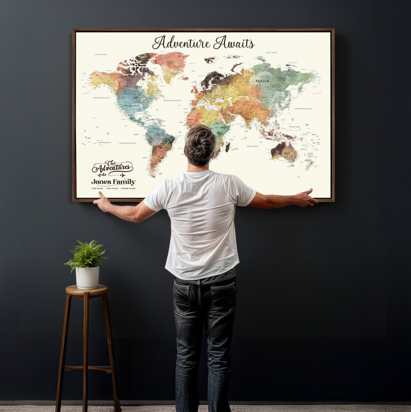 73360781-MGV-CV-36X24 - Custom Push Pin World Map Wall Art Canvas Print – Personalized Travel Tracker - NEWMAP-7
