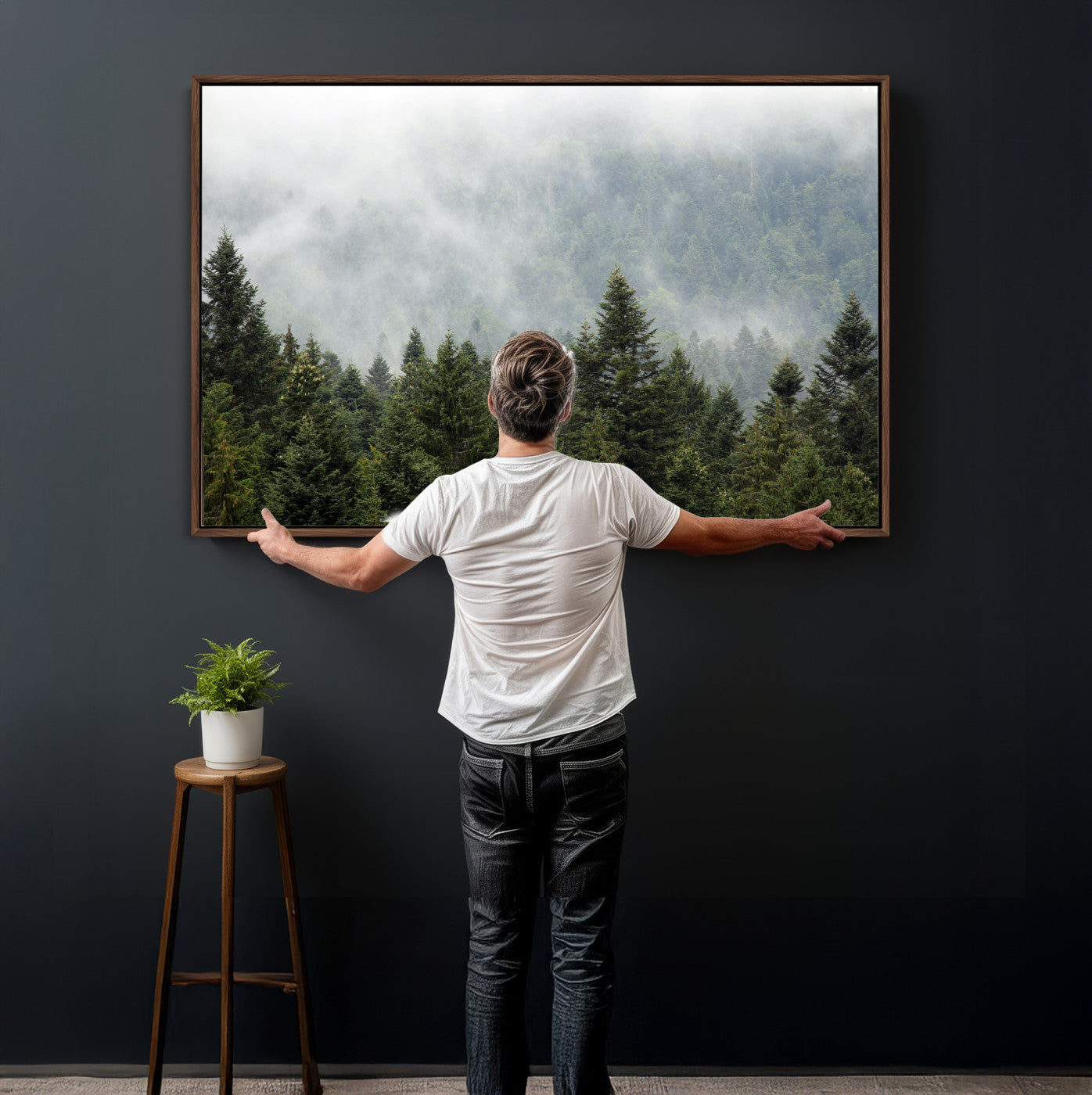 37010054-MGV-CV-36X24 - Misty Mountain Forest Wall Art Canvas Print