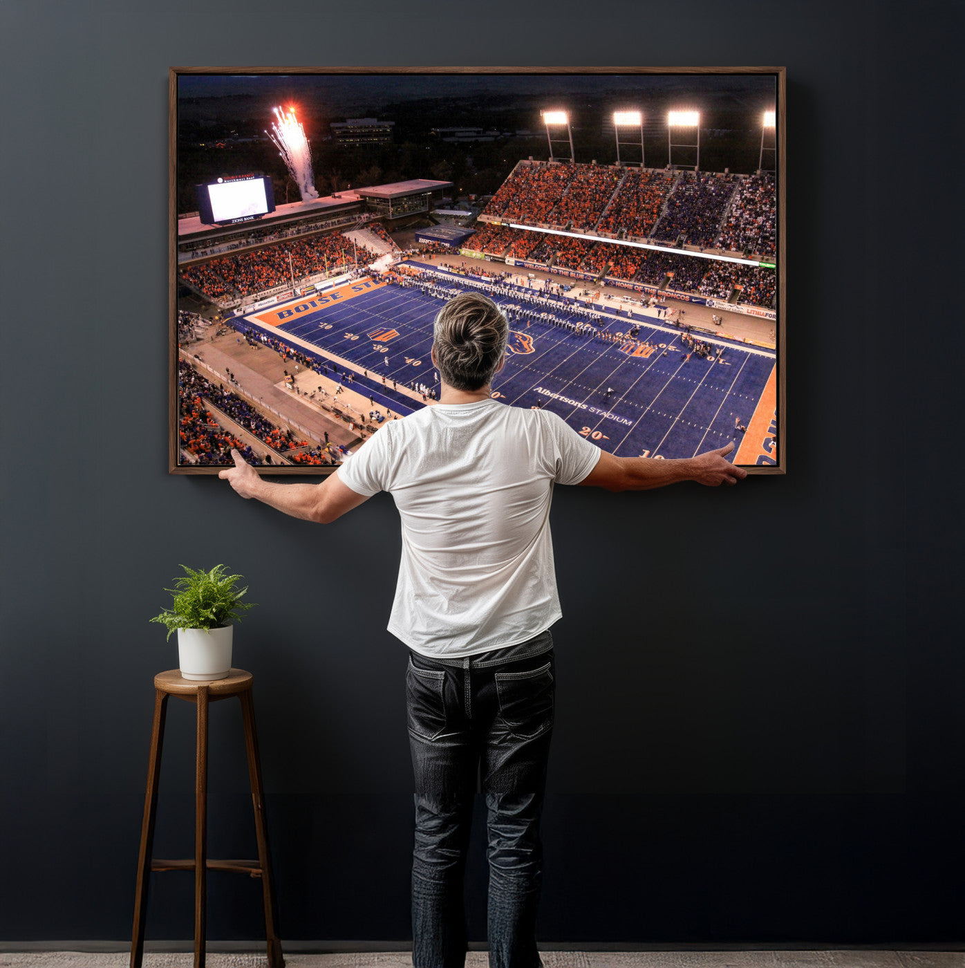 58849575-MGV-CV-36X24 - Boise State Stadium Large Wall Art Canvas Print for Living Room Office Wall Decor