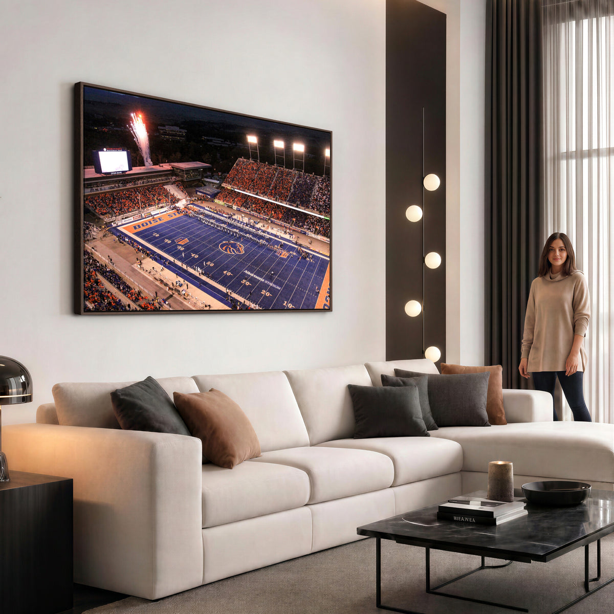 58849575-MGV-CV-36X24 - Boise State Stadium Large Wall Art Canvas Print for Living Room and Game Room Decor