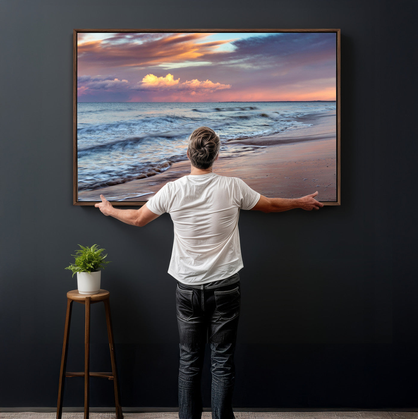67765254-MGV-CV-36X24 - Ocean Sunset Wall Art Canvas Print – Coastal Beach Photography Artwork Print for Living Room, Bedroom, and Relaxing Home Decor