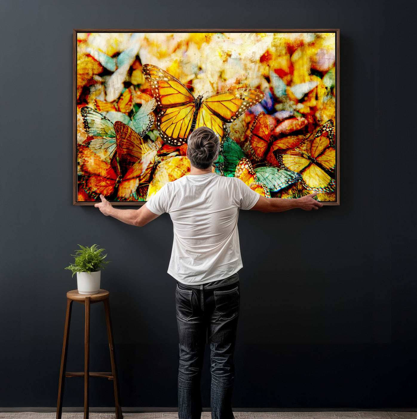 52514054-MGV-CV-36X24 - Butterfly Wall Art Canvas Print – Colorful Abstract Nature Artwork Print for Living Room, Bedroom, and Office Decor