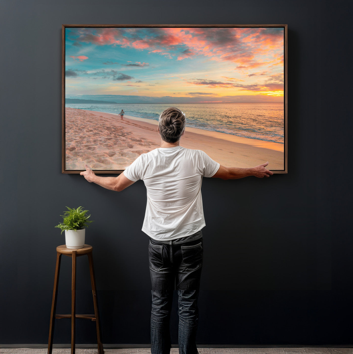 24511398-MGV-CV-36X24 - Beach Walk Wall Art Canvas Print – Soft Coastal Photography Artwork Print for Bedroom, Living Room, and Serene Home Decor