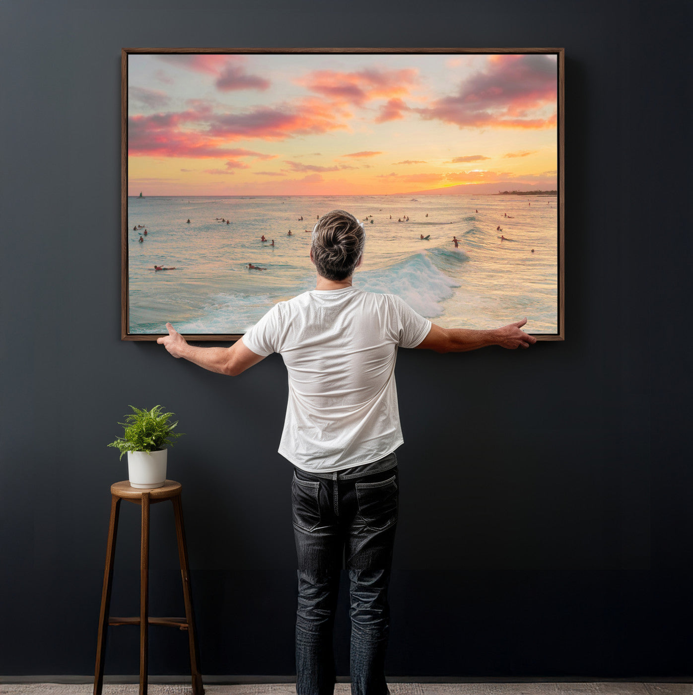 15069854-MGV-CV-36X24 - Sunset Beach Wall Art Canvas Print – Soft Coastal Photography Artwork Print for Bedroom, Living Room, and Serene Home Decor