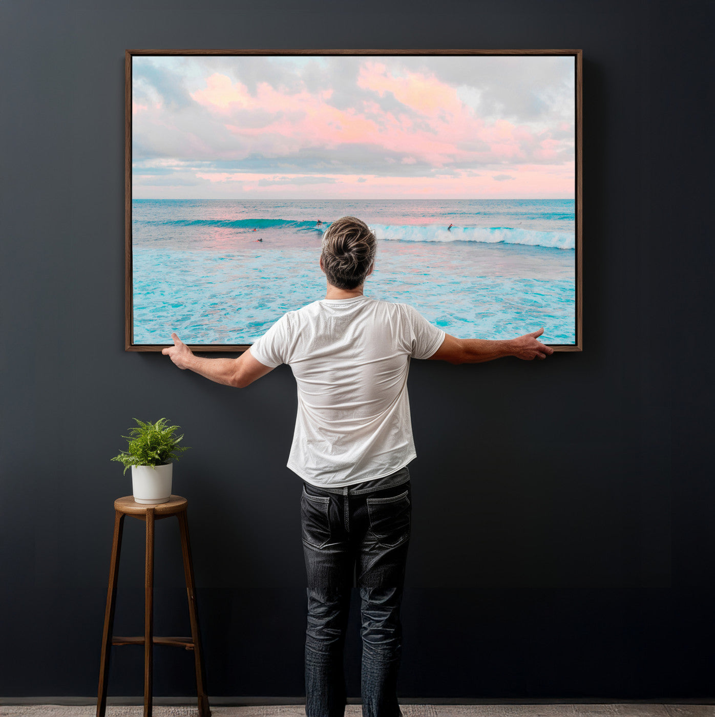 73216461-MGV-CV-36X24 - Ocean Wave Wall Art Canvas Print, Pastel Surf Seascape Photography, Coastal Beach Wall Decor