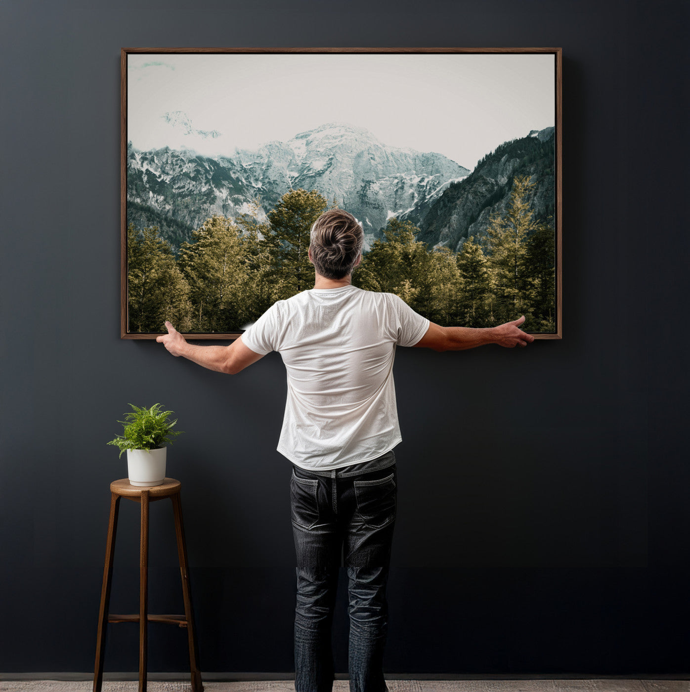 48479662-MGV-CV-36X24 - Mountain Forest Wall Art Canvas Print, Alpine Landscape Nature Photography, Moody Wilderness Wall Decor