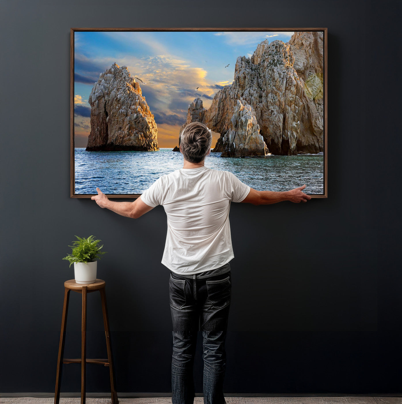 63505689-MGV-CV-36X24 - El Arco Cabo San Lucas Ocean Arch Wall Art Canvas Print, Baja California Rock Arch Seascape Canvas Print, Mexico Coastal Landmark Scenic Art Printing