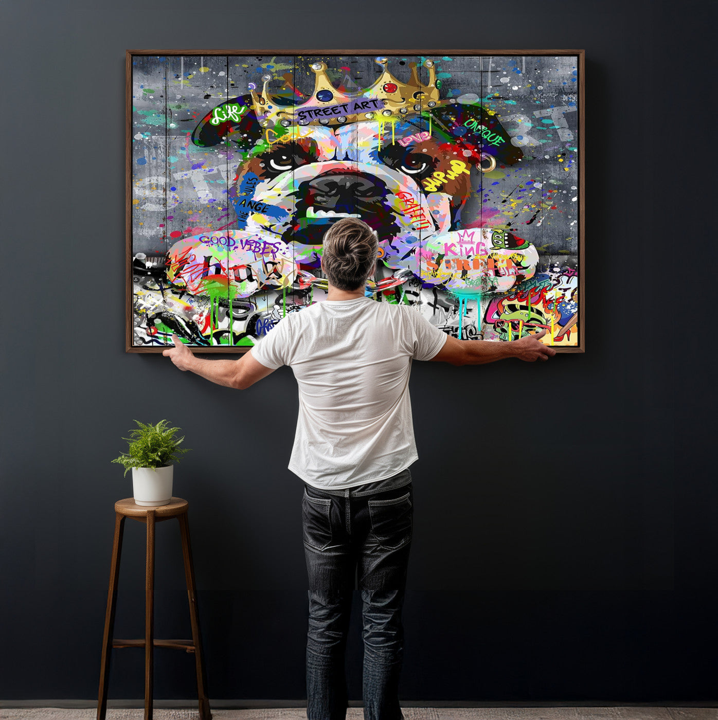 45209731-MGV-CV-36X24 - Dog Wall Decor for Teen Bedroom Decor - Graffiti Animal Canvas Wall Art for Teen Room Decor - Abstract Wall Painting Ready to Hang