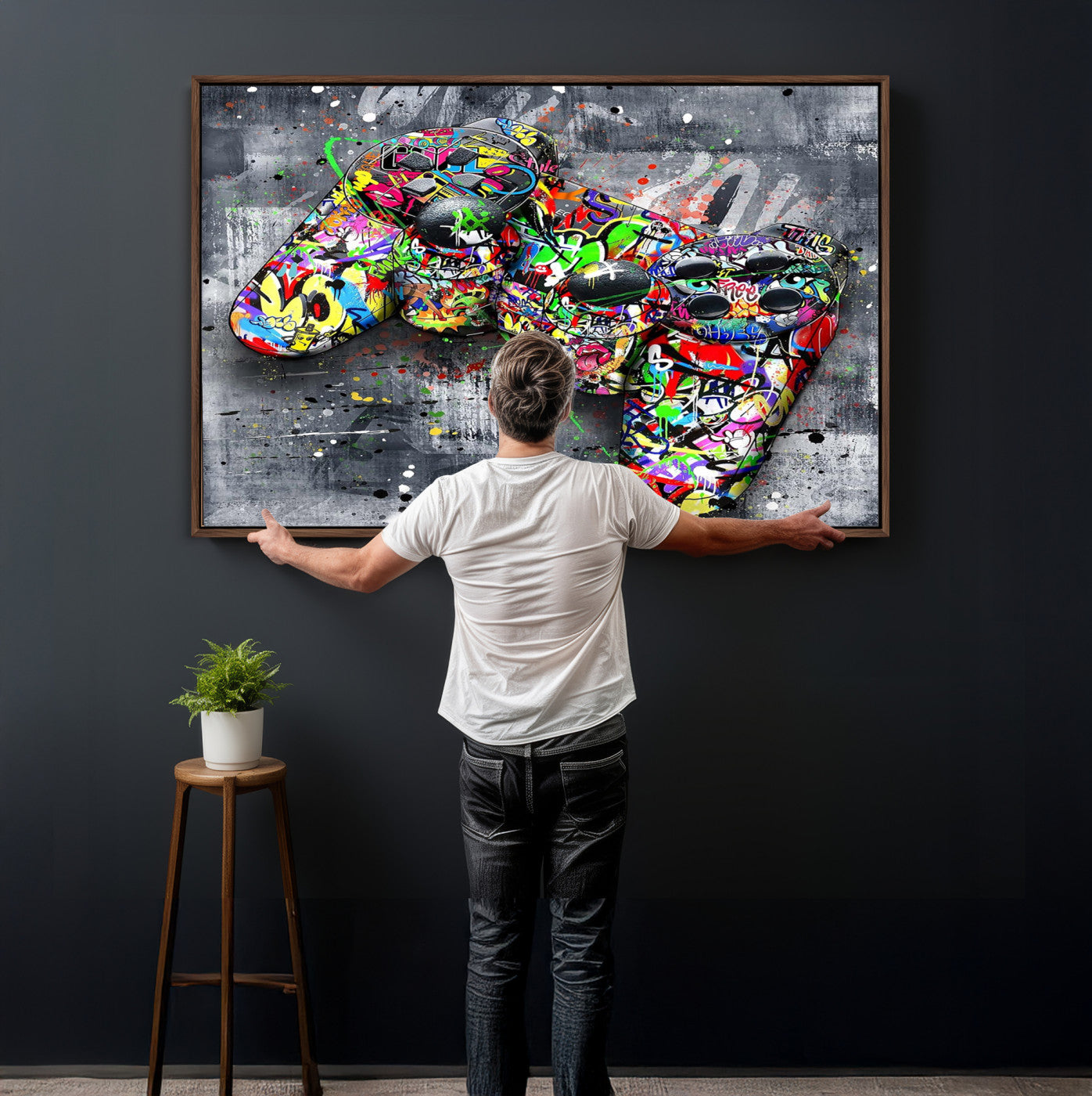 42929610-MGV-CV-36X24 - Graffiti Canvas Wall-Art For Bedroom - Gaming Wall Art For Teen Boys - Abstract Painting Pop Art Modern Home Wall Decor Ready to Hang