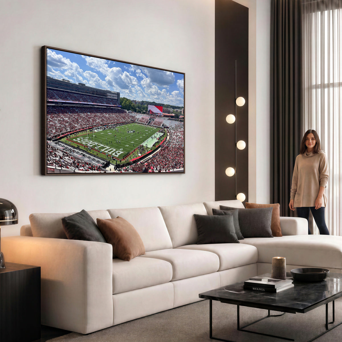 10665453-MGV-CV-36X24 - Georgia Bulldogs Stadium Wall Art Canvas Print, Sanford, Framed and Ready to Hang