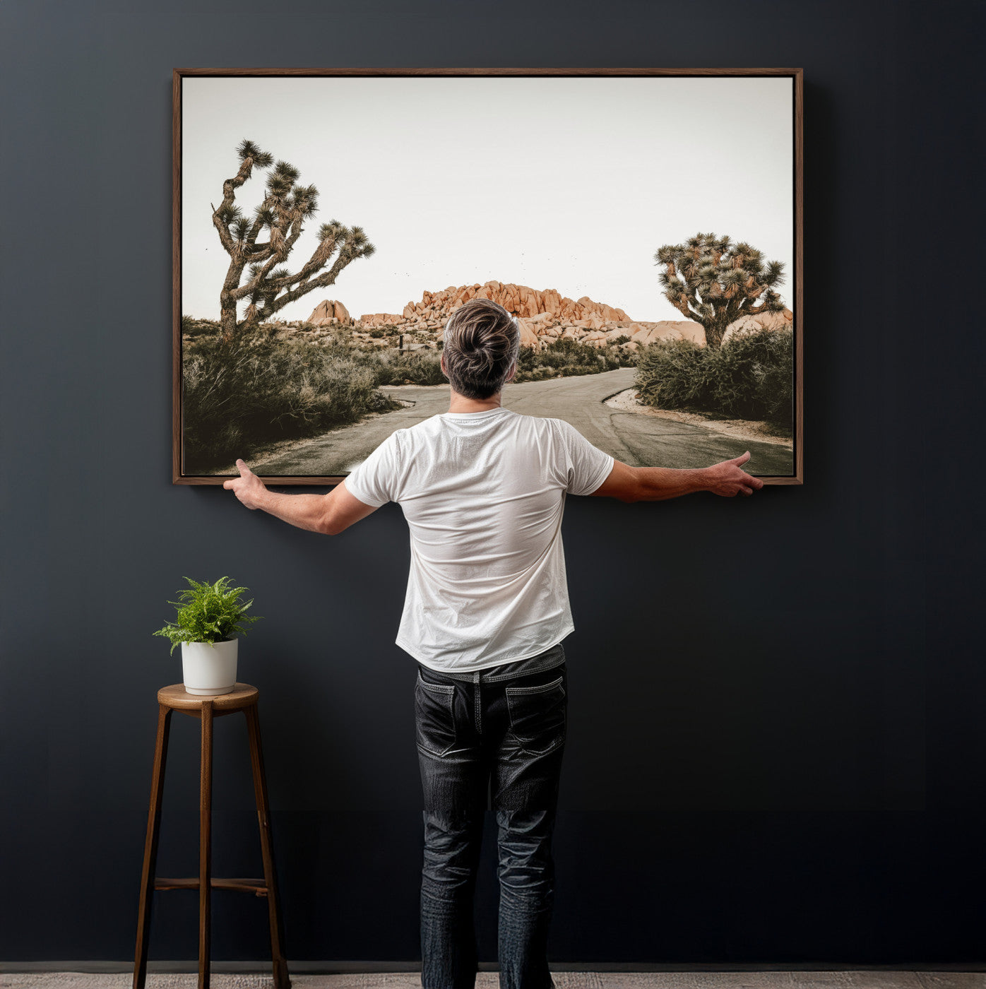 97248544-MGV-CV-36X24 - Joshua Tree Desert Wall Art Canvas Print, Minimal Southwestern Landscape Nature Wall Decor for Modern and Boho Interiors