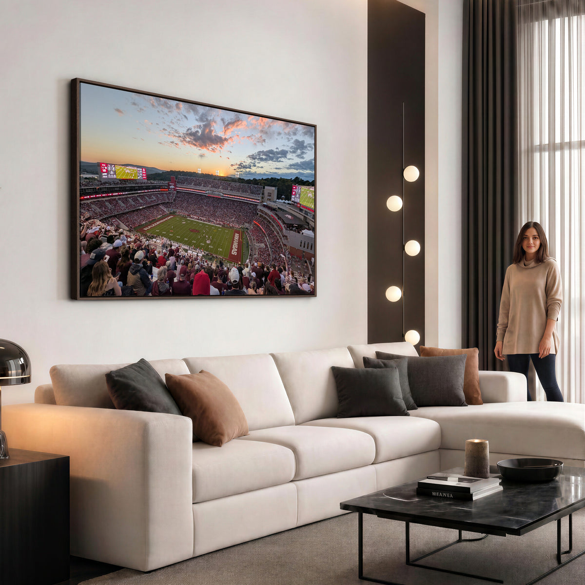 71837429-MGV-CV-36X24 - Donald W. Reynolds Razorback Stadium Wall Art Canvas Print – Arkansas Razorbacks Football Artwork for Home, Office, and Sports Room Decor