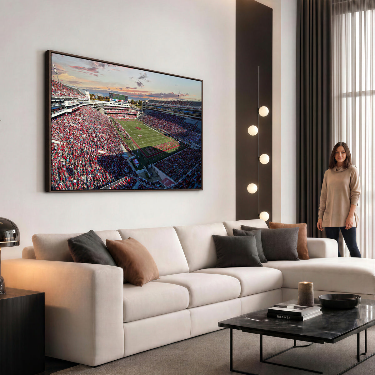 46571211-MGV-CV-36X24 - Donald W. Reynolds Razorback Stadium Wall Art Canvas Print – Arkansas Razorbacks Football Artwork for Home, Office, and Sports Room Decor