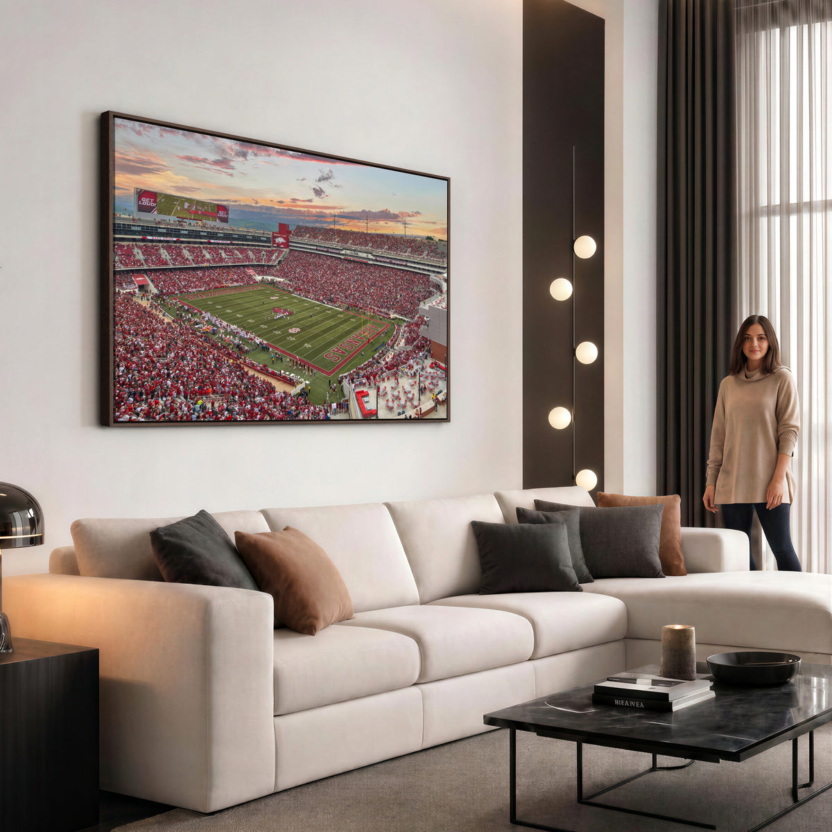 82233065-MGV-CV-36X24 - Donald W. Reynolds Razorback Stadium Wall Art Canvas Print – Arkansas Razorbacks Football Artwork for Home, Office, and Sports Room Decor