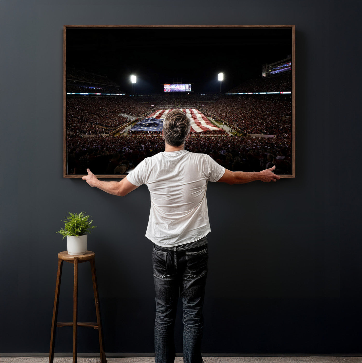 98418189-MGV-CV-36X24 - Oklahoma Memorial Stadium Wall Art Canvas Print – Oklahoma Sooners Football Artwork for Home, Office, and Sports Room Decor