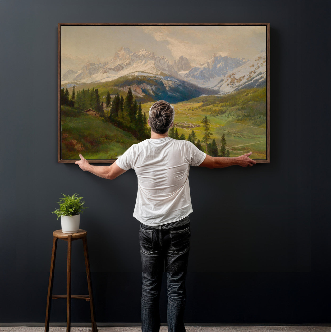 60864994-MGV-CV-36X24 - Konrad Petrides View From Mount Helm Wall Art Canvas Print - Watercolor Sexten and the Sextener Sonnenuhr Art Canvas Print