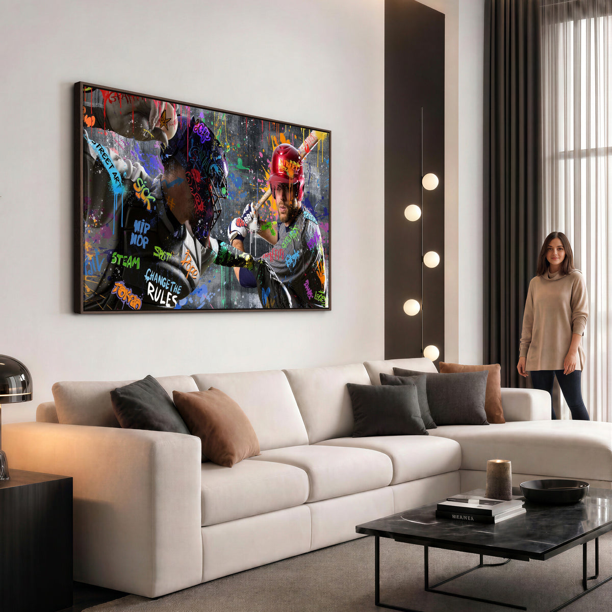 19634994-MGV-CV-36X24 - Graffiti Baseball Player Street Art Wall Art Canvas Print
