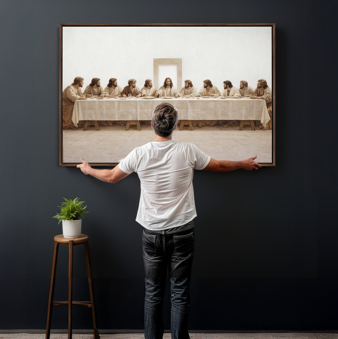 76380069-MGV-CV-36X24 - The Last Supper Wall Art Canvas Print, Jesus Christ Biblical Scene Canvas Print, Christian Religious Artwork for Church Living Room Decor