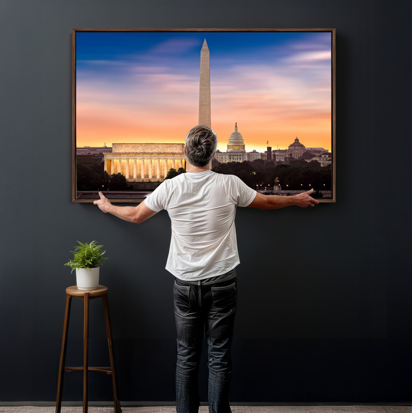 72704063-MGV-CV-36X24 - Washington DC Skyline Wall Art Canvas Print – Lincoln Memorial, Washington Monument & Capitol Artwork Print