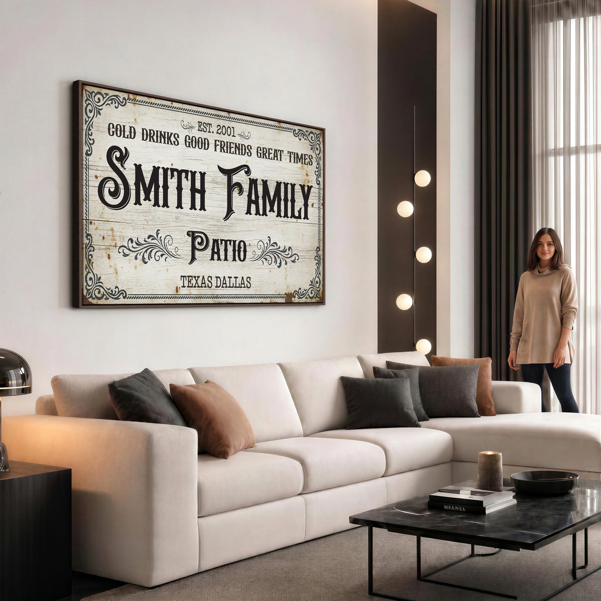 82858529-MGV-CV-36X24 - Custom Family Patio Sign Wall Art Canvas Print, Personalized Rustic Backyard Decor