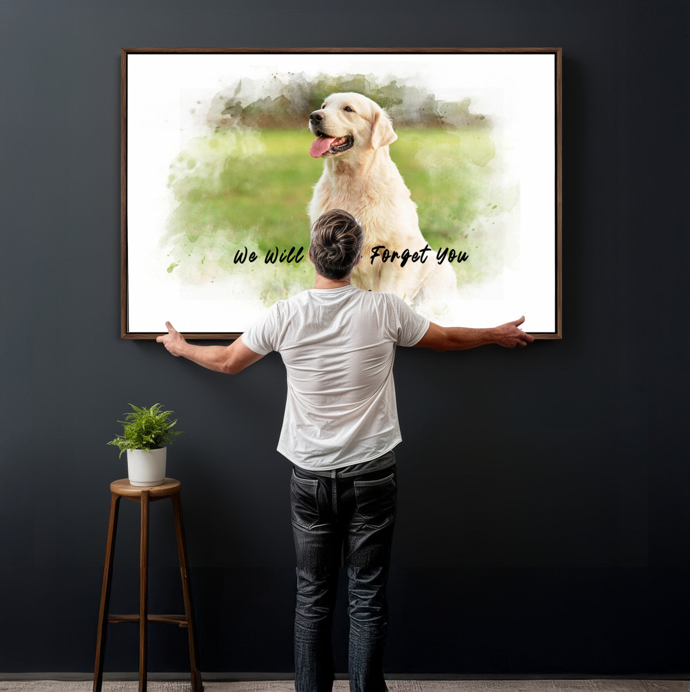 38460512-MGV-CV-36X24 - Abstract Pet Memorial Wall Art Canvas Print, Custom Dog Memorial Portrait, Personalized Angel Pet Loss Gift, Angel Wings Puppy Print
