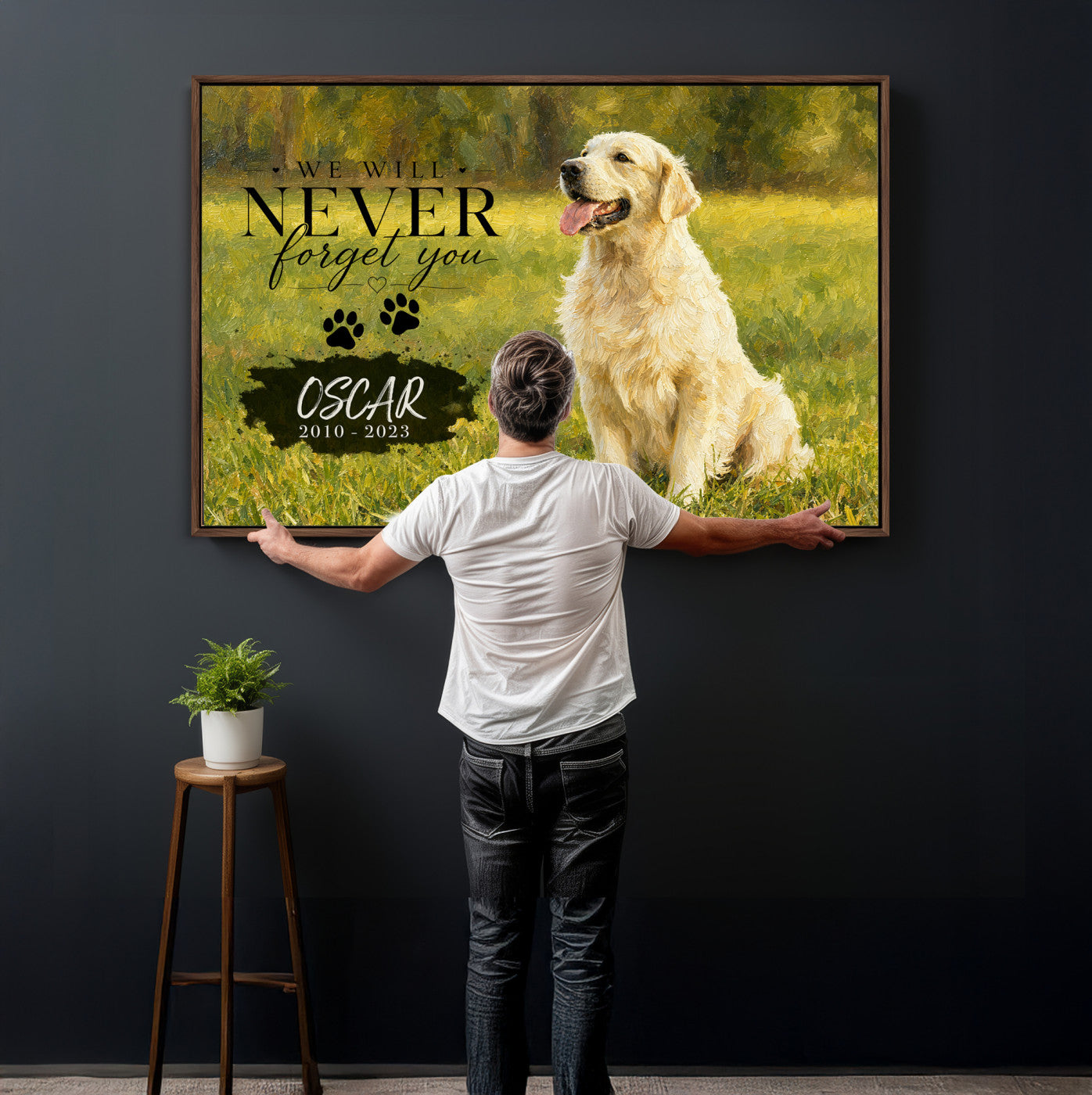 38460512P2-MGV-CV-36X24 - Pet Memorial Wall Art Canvas Print, Custom Dog Memorial Portrait, Personalized Angel Pet Loss Gift, Angel Wings Puppy Print