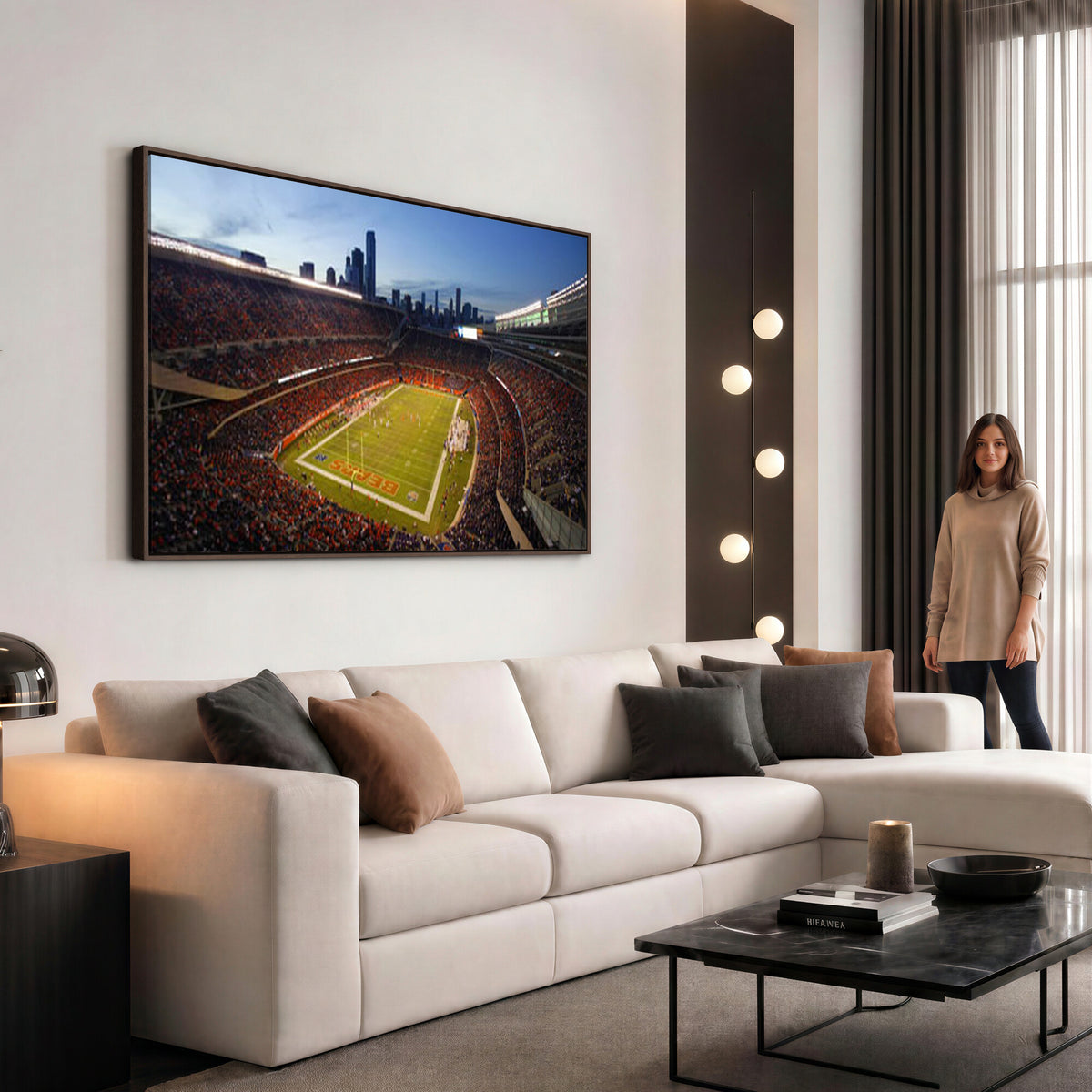 50691720-MGV-CV-36X24 - Chicago Bears Soldier Field Canvas Wall Art, NFL Stadium Panorama Print, Football Arena Photography for Sports Fans